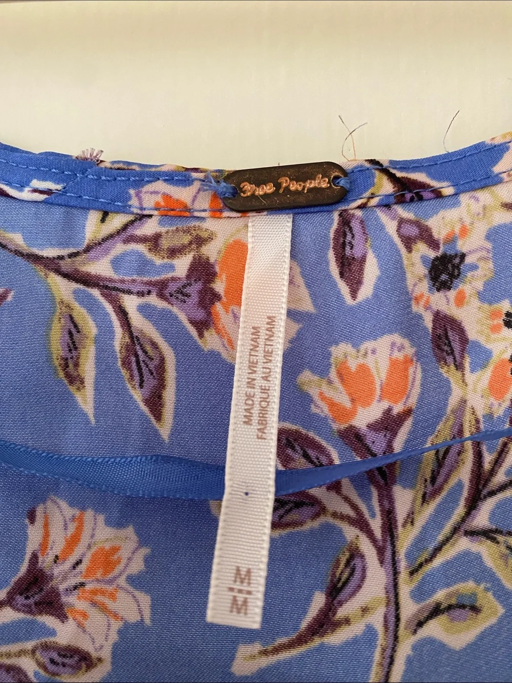 Free People Blue Floral Smocked-Waist Blouse